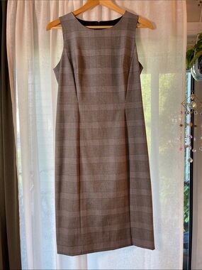 J. Crew Gray Plaid Sleeveless Midi Sheath Dress